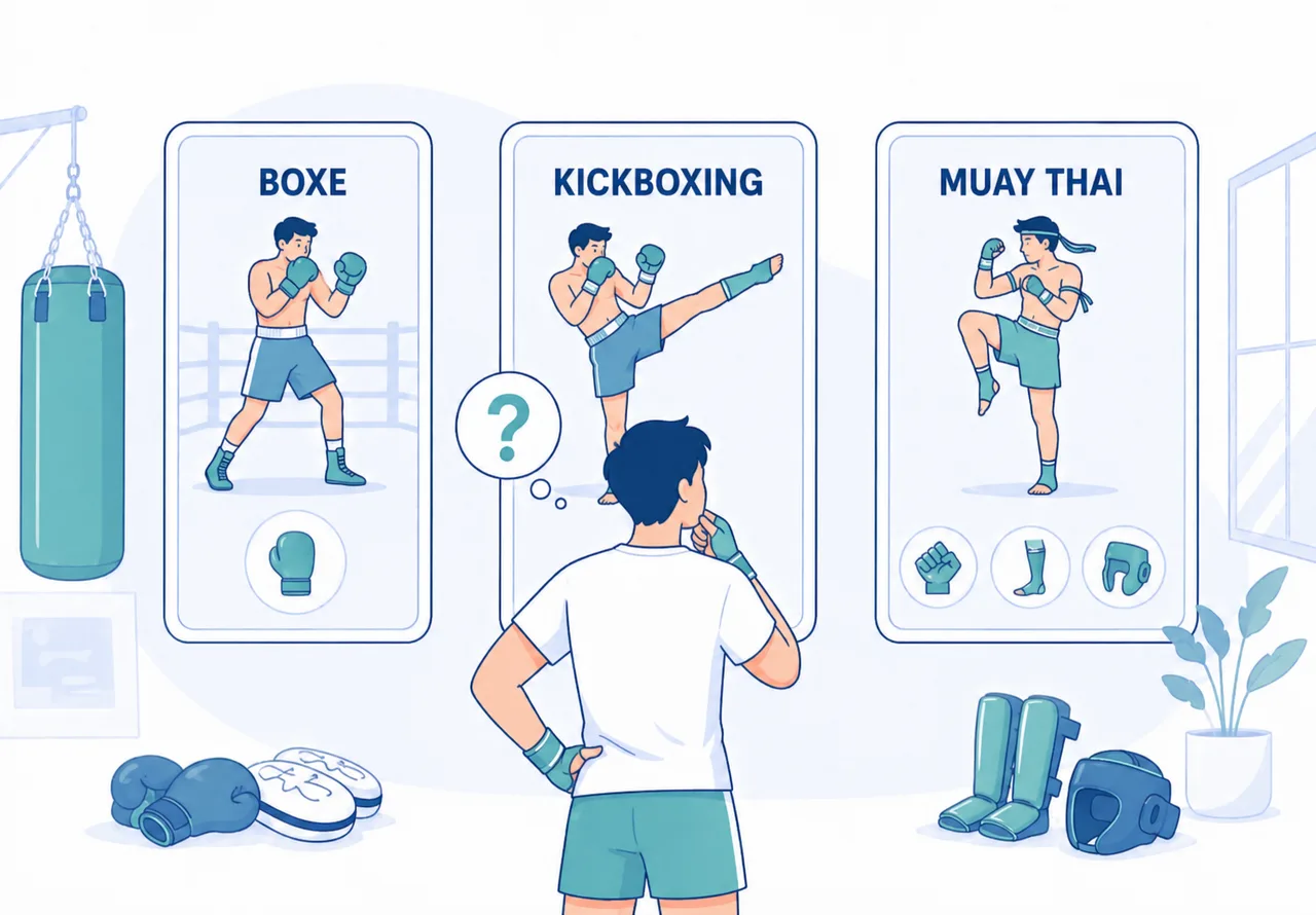 Confronto tra Boxe, Kickboxing e Muay Thai con attrezzatura da combattimento