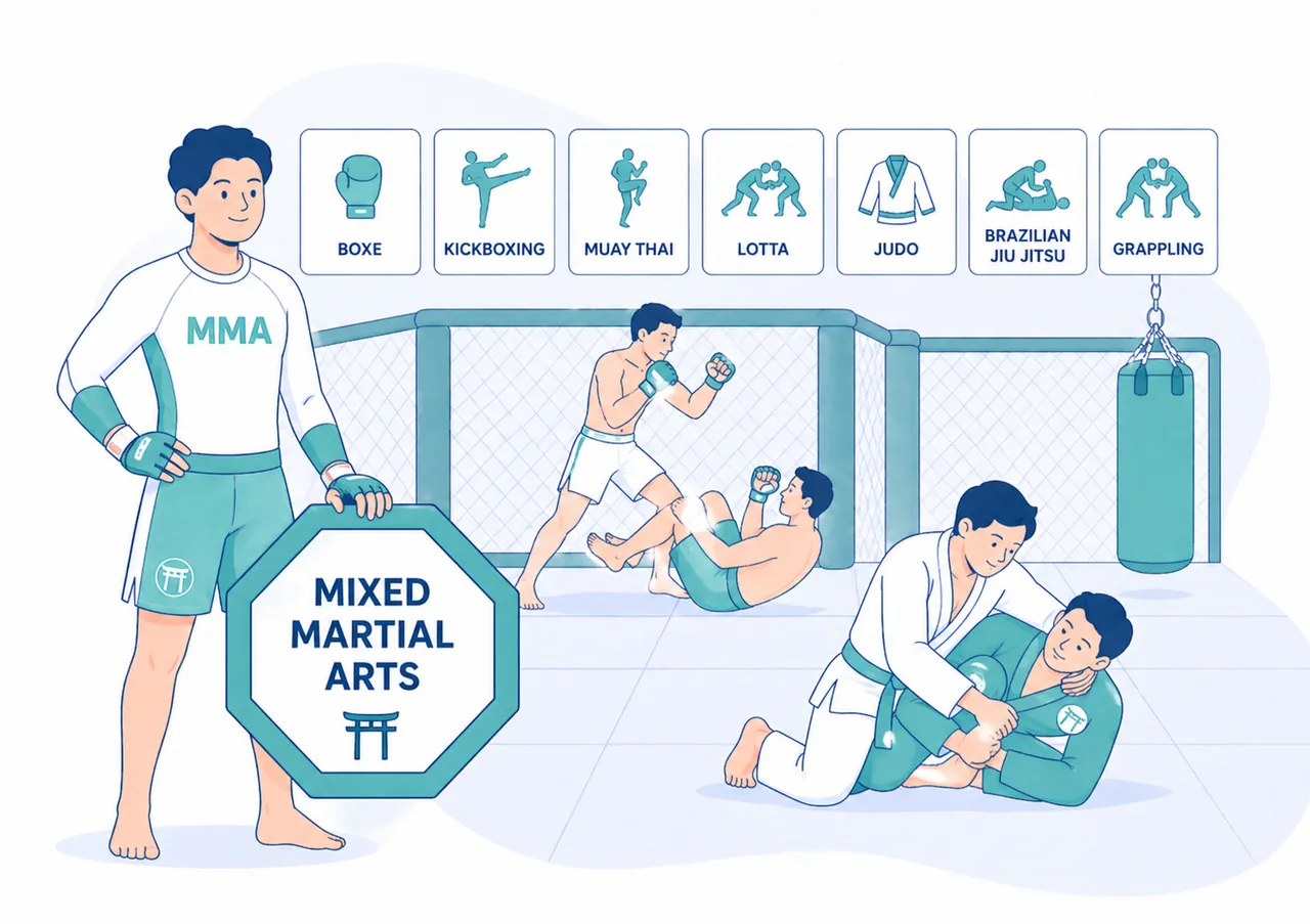 Guida alle MMA per principianti con discipline miste, allenamento in gabbia e lavoro a terra