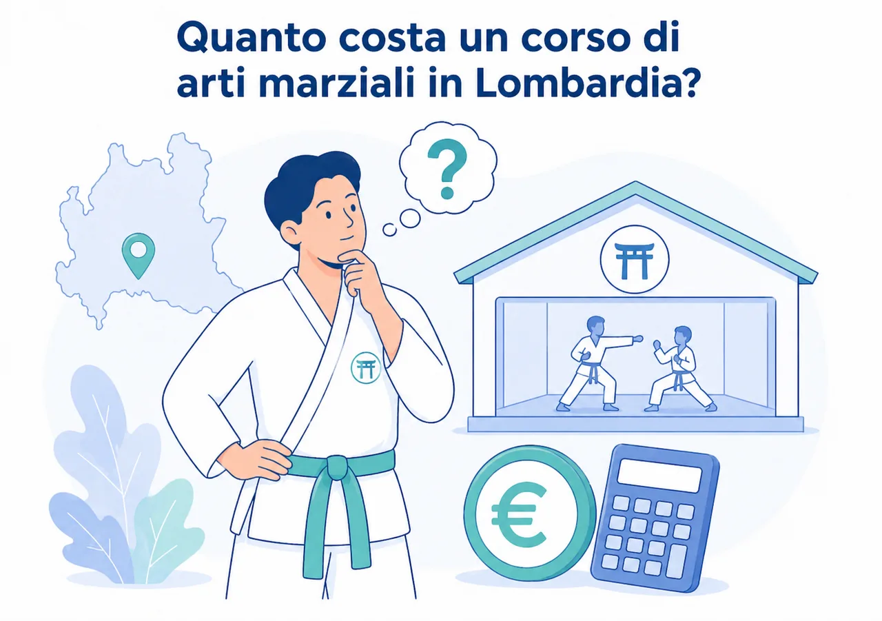 Costo di un corso di arti marziali in Lombardia con palestra, mappa e calcolatrice